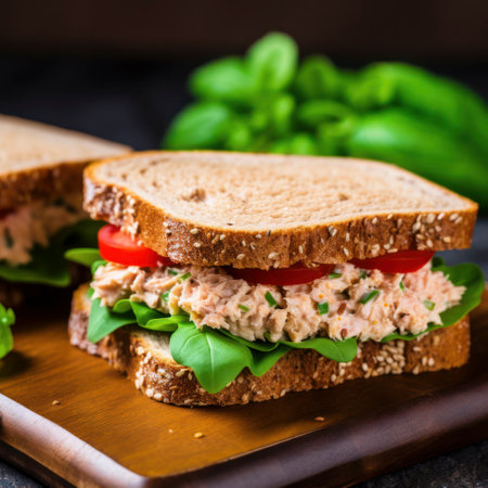 tuna fish sandwich on wheat breadの素材
