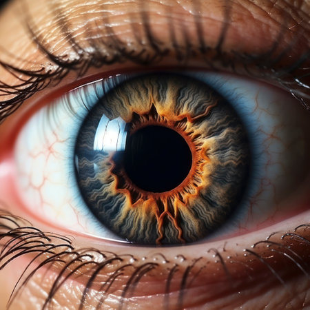 eyeball extreme closeup brown iris asianの素材