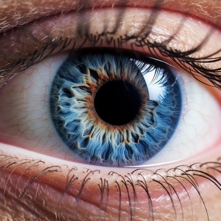 eyeball extreme closeup blue iris caucasianの素材