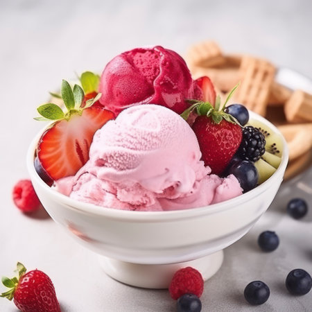 ice cream strawberry with fruitの素材