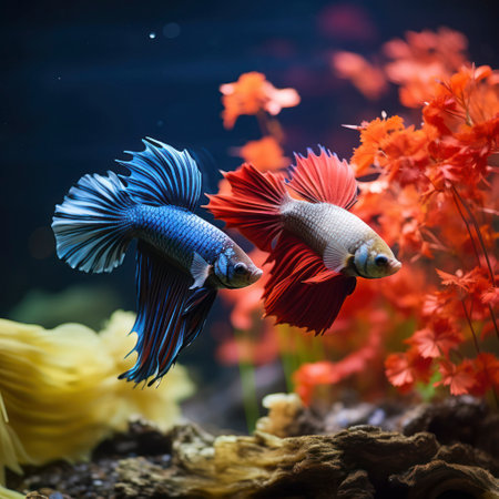 lifestyle photo siamese fighting fish in aquariumの素材