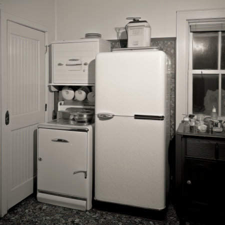 lifestyle photo old ice box in 1930 kitchenの素材