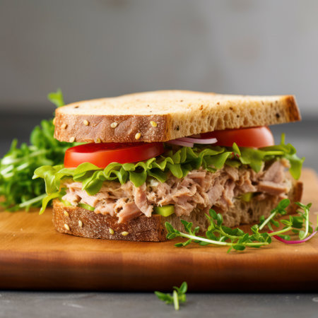 tuna fish sandwich on wheat breadの素材