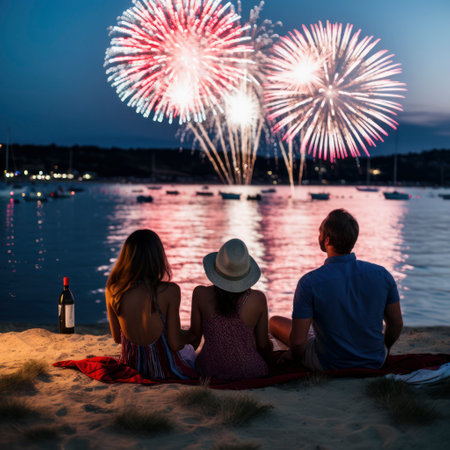 lifestyle photo 4th of july usa fireworks.の素材