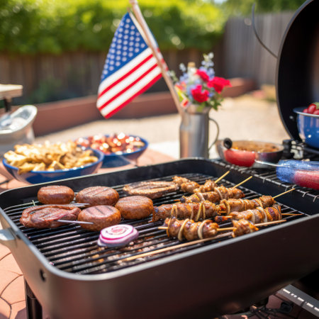 lifestyle photo 4th of july usa bbq bar be que.の素材