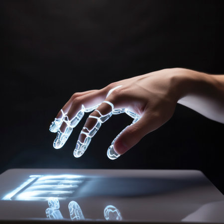 robot hand using a keyboard.の素材