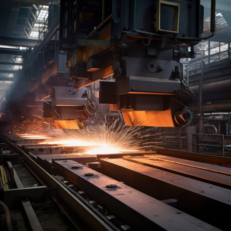 steel mill beam being extruded.の素材