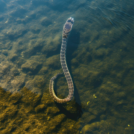 drone from above banded water snake.の素材