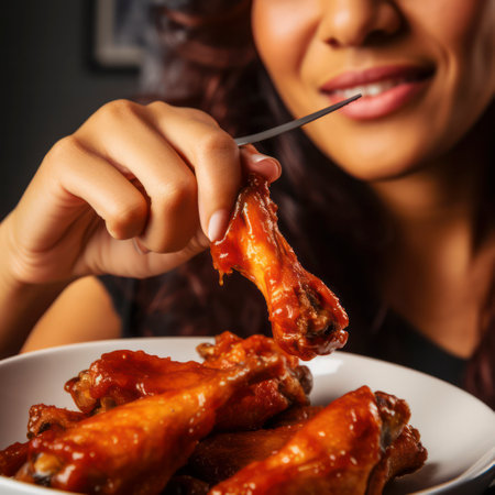 closeup close-up of person eating food.の素材