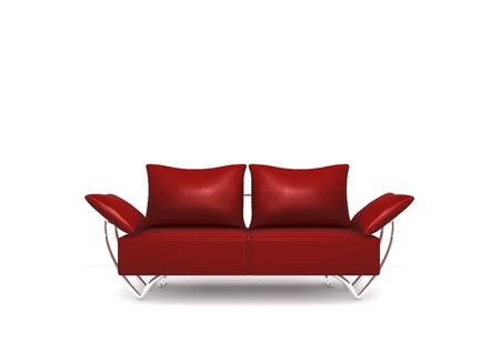 Isolated dark red sofa on white backgroundの写真素材