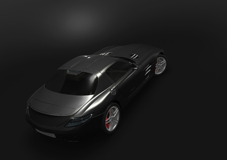 Back-top view of sport car in a dark backgroundの写真素材