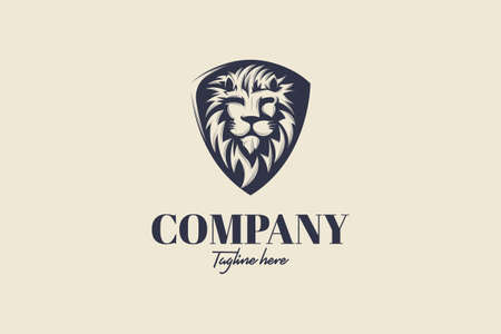 Classic lion logo with lion face detailのイラスト素材