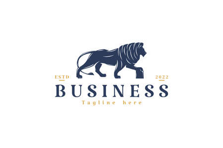 Lion logo with illustration holding a boxのイラスト素材