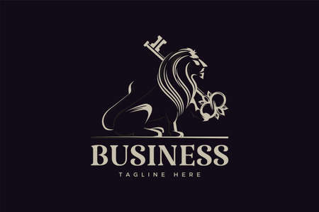 Luxurious thin line lion logoのイラスト素材
