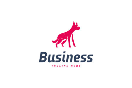 Dog logo with simple sketch in redのイラスト素材