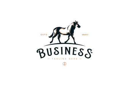 Horse logo with black and white horse details.のイラスト素材