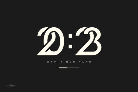 2023 happy new year with clock illustration
