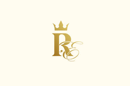 Letter Re logo classic luxury goldのイラスト素材