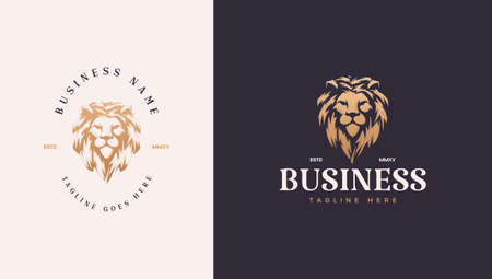 Strong lion head logo in luxury gold colorのイラスト素材