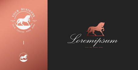 Luxury horse logo in dark gold colorのイラスト素材
