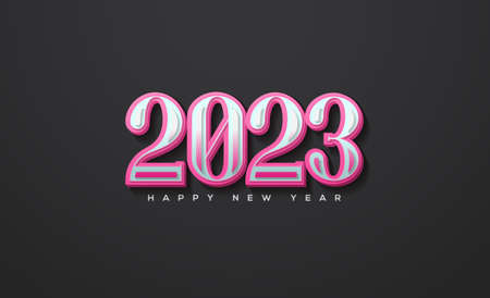 Classic number 2023 with pink numbers on black backgroundのイラスト素材