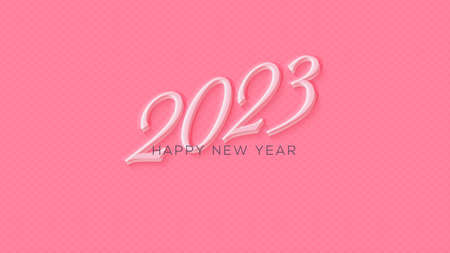 Happy new year 2023 with beautiful soft pink numbers