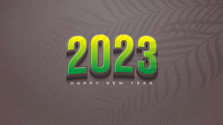 Happy new year with dark and light green color design