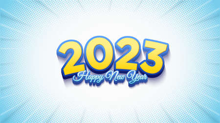 Happy new year 2023 with modern 3d curved numbers