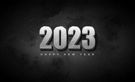 Happy new year 2023 with rock themed numbers