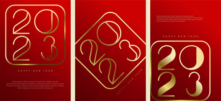 Happy new year 2023 vector with superimposed modern numbersのイラスト素材