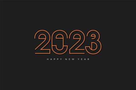 Happy new year 2023 with an illustration of a number cut off