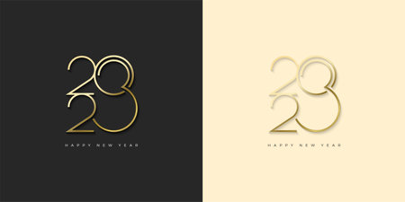 2023 unique happy new year with bright and dark backgroundのイラスト素材