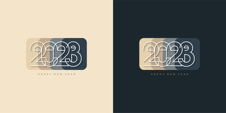 2023 unique happy new year with bright and dark backgroundのイラスト素材