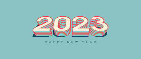 Retro 2023 happy new year theme with embossed font