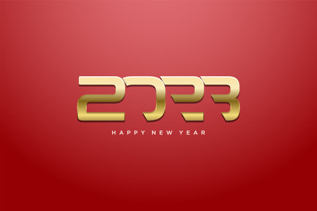 Happy new year logo with modern numbers illustration&#x9;のイラスト素材