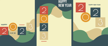 2023 poster design for happy new year celebration with retro classic design