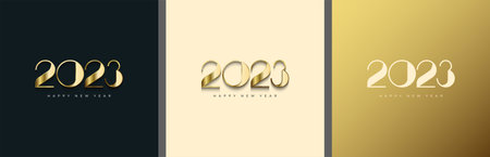2023 Happy new year with numbers 2d logo illustration
