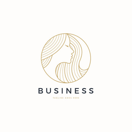 Line art of a woman's face circle for a beauty logo symbolのイラスト素材