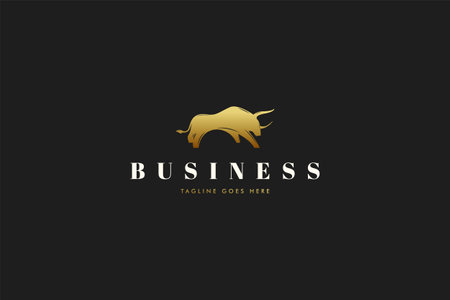 Classic bull logo with shiny bright gold colorのイラスト素材