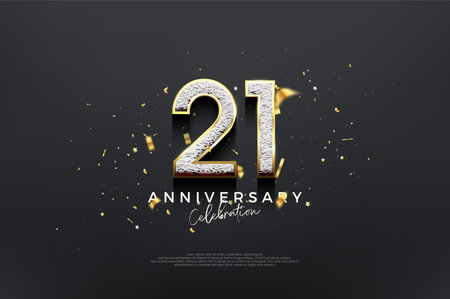 Simple elegant design, 21st anniversary celebration with luxurious shiny glitter numbers.のイラスト素材