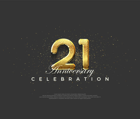 Luxurious design with shiny gold numerals, premium design for 21st anniversary celebrations.のイラスト素材