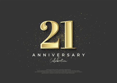 21st anniversary golden. Premium vector design to celebrate birthday.のイラスト素材