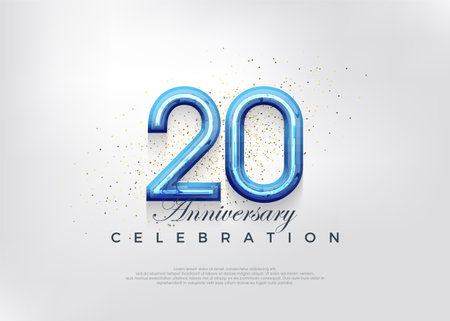 20th anniversary celebration design, celebration premium vector background.のイラスト素材