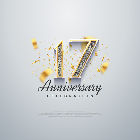 17 th anniversary number, shiny luxury. premium vector backgrounds.のイラスト素材