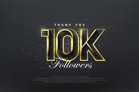 Elegant golden 10k followers. Luxurious simple design for celebration.のイラスト素材