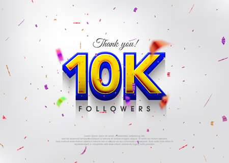 Colorful theme greeting 10K followers, thank you greetings for banners, posters and social media posts.のイラスト素材