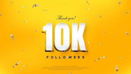 Thank you 10K followers, on a bright yellow background.のイラスト素材