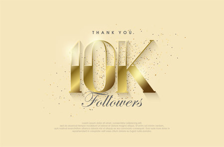 A big thank you to 10k followers, with a shiny luxury gold design.のイラスト素材