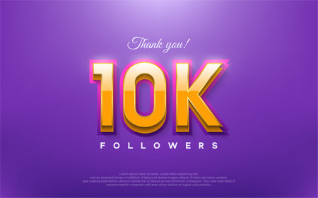 Thank you 10K followers, 3d design with orange on blue background.のイラスト素材