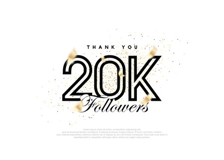 Black 20k followers number. achievement celebration vector.のイラスト素材